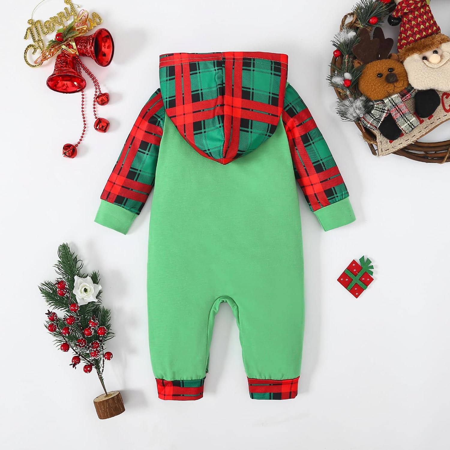 Noubeau My First Christmas Baby Girl Boy Outfit Car Truck Long Sleeve Pocket Hooded Romper Jumpsuit Xmas One Piece Clothes - Image 3